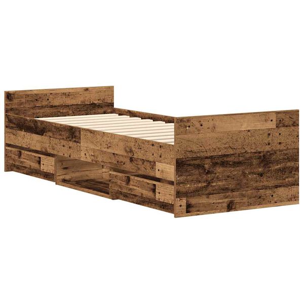 vidaXL Bedframe zonder matras 100x200 cm bewerkt hout oud hout