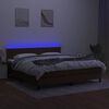 vidaXL Boxspring met matras en LED stof donkerbruin 180x200 cm