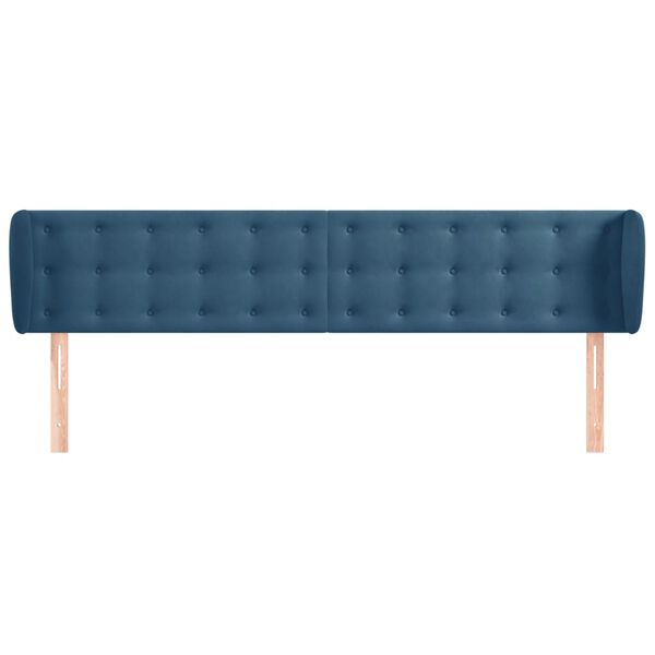 vidaXL Hoofdbord met randen 163x23x78/88 cm fluweel donkerblauw