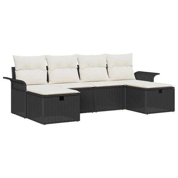vidaXL Tuin Sofa Set met kussen met opslag 6 pcs Poly riet