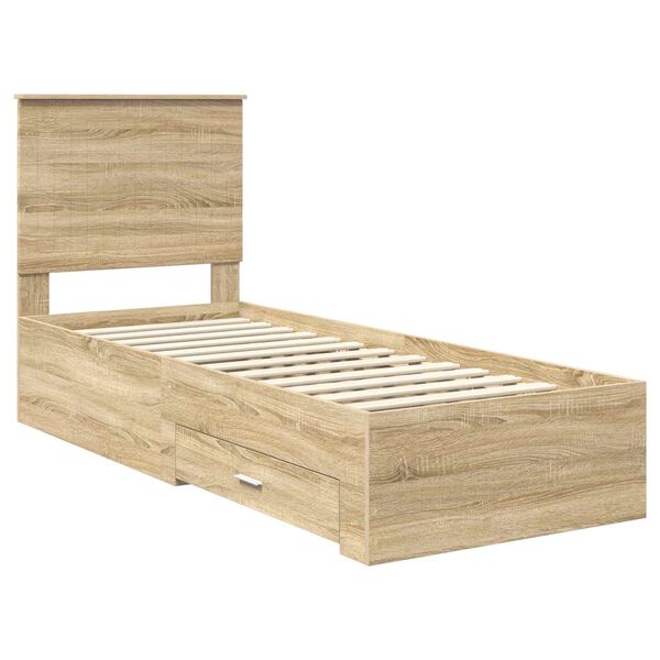 vidaXL Bedframe Sonoma Eiken en Zilver 70 x 190 cm Bewerkt hout