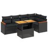 vidaXL 6-delige Loungeset met kussens poly rattan zwart