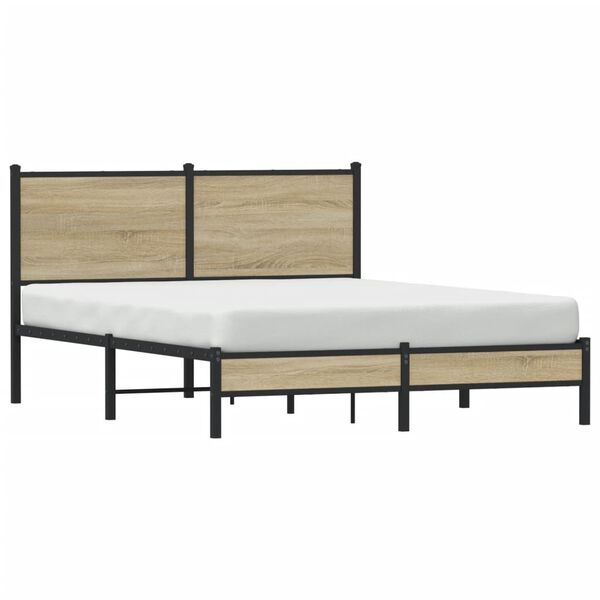 vidaXL Bedframe zonder matras metaal sonoma eikenkleurig 140x200 cm