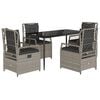 vidaXL 5-delige Tuinset met kussens poly rattan lichtgrijs