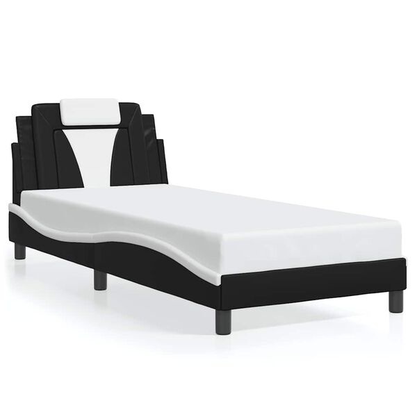vidaXL Bedframe "Viana" zonder matras kunstleer zwart en wit 90x190 cm