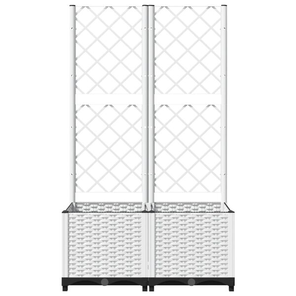 vidaXL Plantenbak met latwerk 80x40x136 cm polypropeen wit