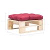 vidaXL Tuinpoef met rood kussen pallet hout naturel