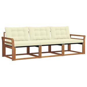 vidaXL Buiten bankenset met kussen 3 pcs Natuurlijk en Cr&egrave;me