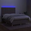 vidaXL Boxspring met matras en LED stof taupe 140x190 cm