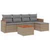 vidaXL 6-delige Loungeset met kussens poly rattan beige