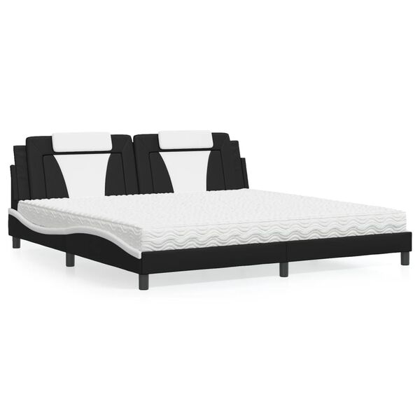 vidaXL Bed "Viana" met matras kunstleer zwart en wit 200x200 cm