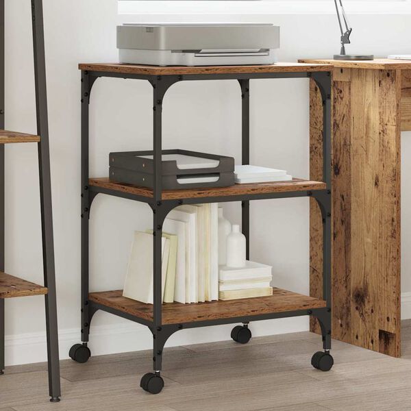 vidaXL Printerstand Oud Hout 50 x 41 x 75 cm Bewerkt hout