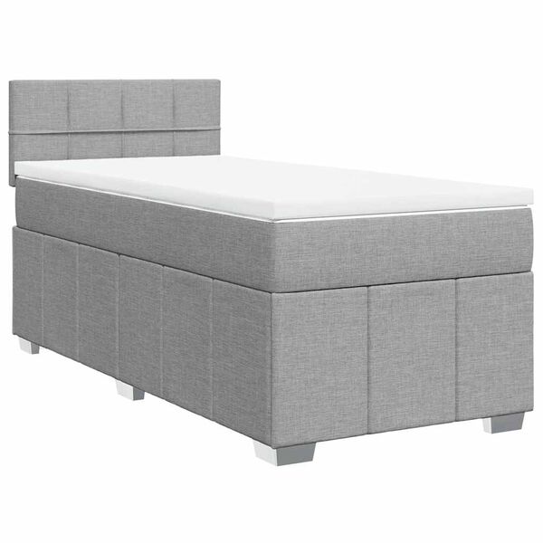 vidaXL Boxspring met matras stof lichtgrijs 80x200 cm