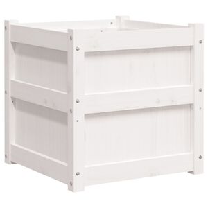 vidaXL Plantenbak 50x50x50 cm massief grenenhout wit