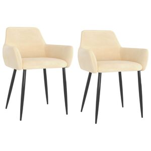 vidaXL Eetkamerstoelen 2 st fluweel cr&egrave;mekleurig
