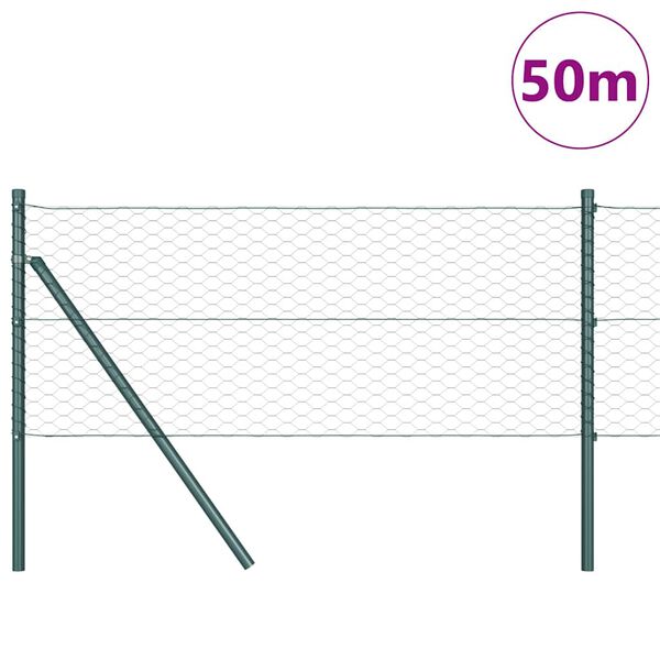 vidaXL Afrasteringspaal Groen 50 x 0,6 m (36 mm gaas) Staal en PVC