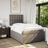 vidaXL Boxspring met matras stof taupe 120x190 cm