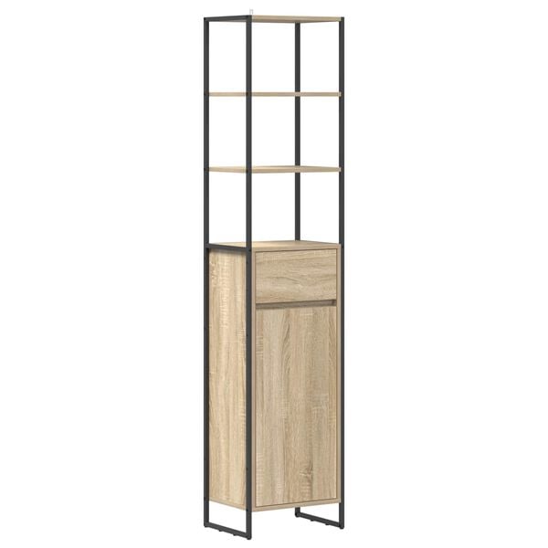 vidaXL Badkamer Kast met lade Sonoma 40 x 30 x 180 cm Bewerkt hout