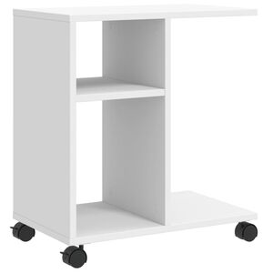 vidaXL Bijzettafel met wieltjes 50x30x55 bewerkt hout wit