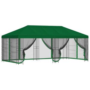 vidaXL Paviljoen met zijwanden 6 x 3 m Groen Polyester en staal 190
