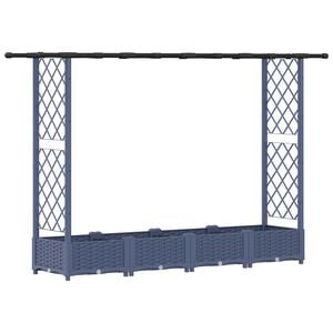 vidaXL Verhoogd Bed met Trellis en Dak Grijs 203 x 40 x 123 cm PP