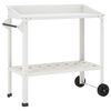vidaXL Pottafel met Wielen 96 x 50 x 89 cm Koudgewalst staal Wit