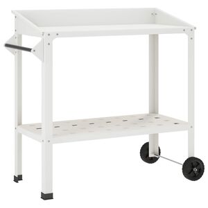 vidaXL Pottafel met Wielen 96 x 50 x 89 cm Koudgewalst staal Wit