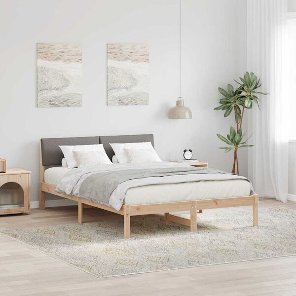 vidaXL Bedframe Bruin en taupe 140 x 190 cm Massief grenenhout