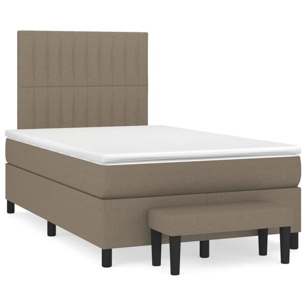 vidaXL Boxspring met matras stof taupe 120x190 cm