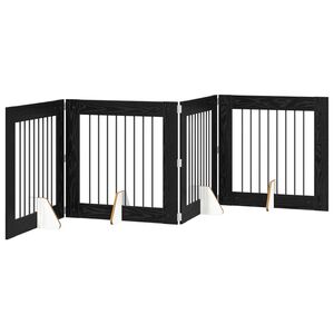vidaXL Opvouwbaar hondenhek met standaards 4 pcs Zwart eiken 321 cm
