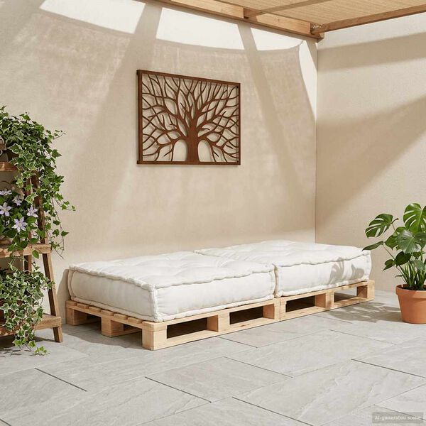 vidaXL Modulaire bankstel 70x70x36 cr&egrave;mekleurig stof