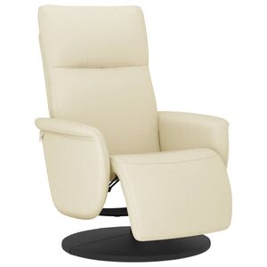 vidaXL Fauteuil verstelbaar met voetensteun kunstleer cr&egrave;mekleurig