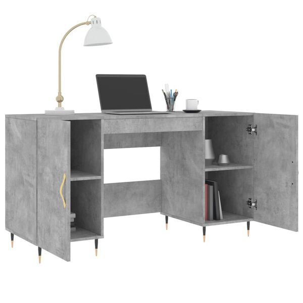 vidaXL Bureau 140x50x75 cm bewerkt hout betongrijs
