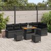 vidaXL Tuinbankenset met kussen 9 pcs Zwart poly rattan