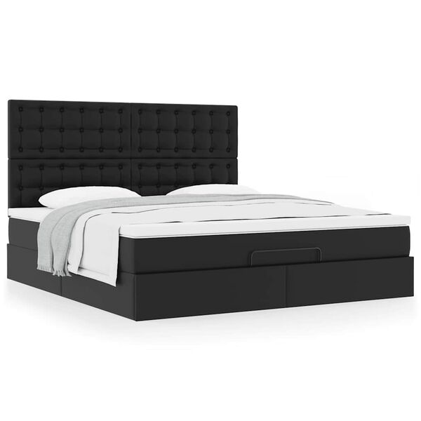 vidaXL Ottoman bed met matras 160x200cm kunstleer zwart