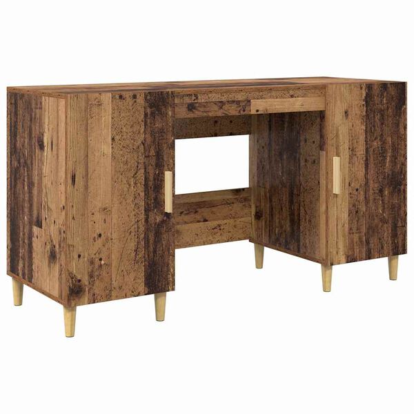 vidaXL Bureau met plank Oud Hout 140 x 50 x 75 cm Bewerkt hout