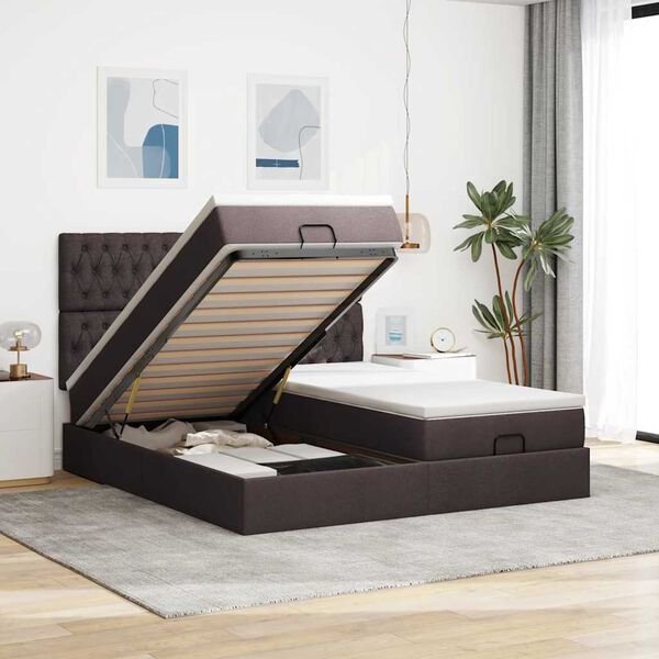 vidaXL Ottoman bed met matrassen 180x200cm stof donkerbruin