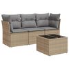vidaXL 4-delige Loungeset met kussens poly rattan beige