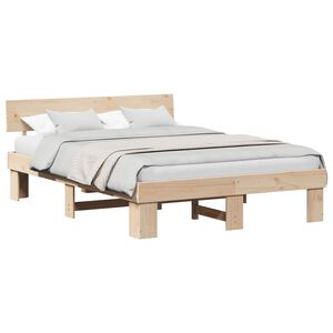 vidaXL Bedframe met hoofdeinde Naturel 140 x 200 cm Massief grenenhout