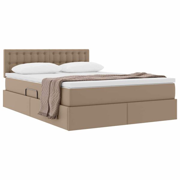 vidaXL Opslag bed met matras Cappuccino 140 x 200 cm Nep Leer