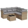 vidaXL 6-delige Loungeset met kussens poly rattan beige