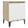 vidaXL Nachtkastje met metalen poten 40x30x50 cm sonoma eikenkleur wit