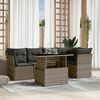 vidaXL 6-delige Loungeset met kussens poly rattan grijs