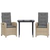 vidaXL 3-delige Tuinset met kussens poly rattan gemengd beige