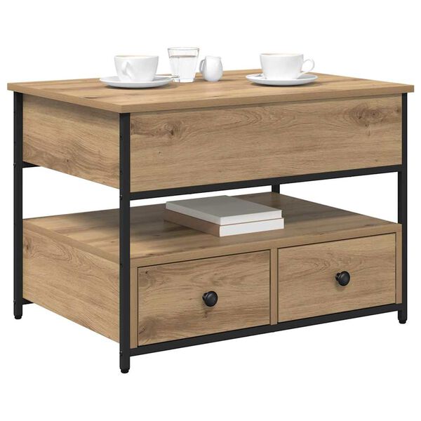 vidaXL Salontafel Artisan Eiken 70 x 50 x 54,5 cm Bewerkt hout