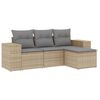 vidaXL 4-delige Loungeset met kussens poly rattan beige