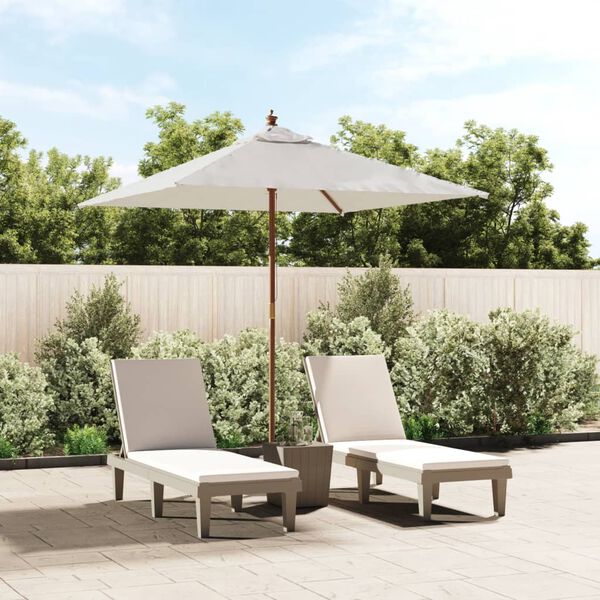 vidaXL Parasol met houten paal 198x198x231 cm zandkleurig