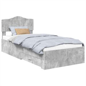 vidaXL Bedframe met hoofdeinde Beton Grijs 75 x 190 cm Bewerkt hout