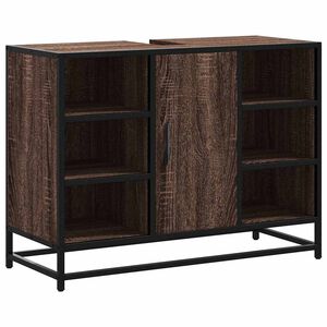 vidaXL Wastafelkast 80x33x60 cm bewerkt hout bruin eikenkleurig