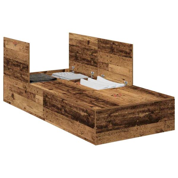 vidaXL Opbergbedframe met opslag Oud Hout 70 x 190 cm Bewerkt hout